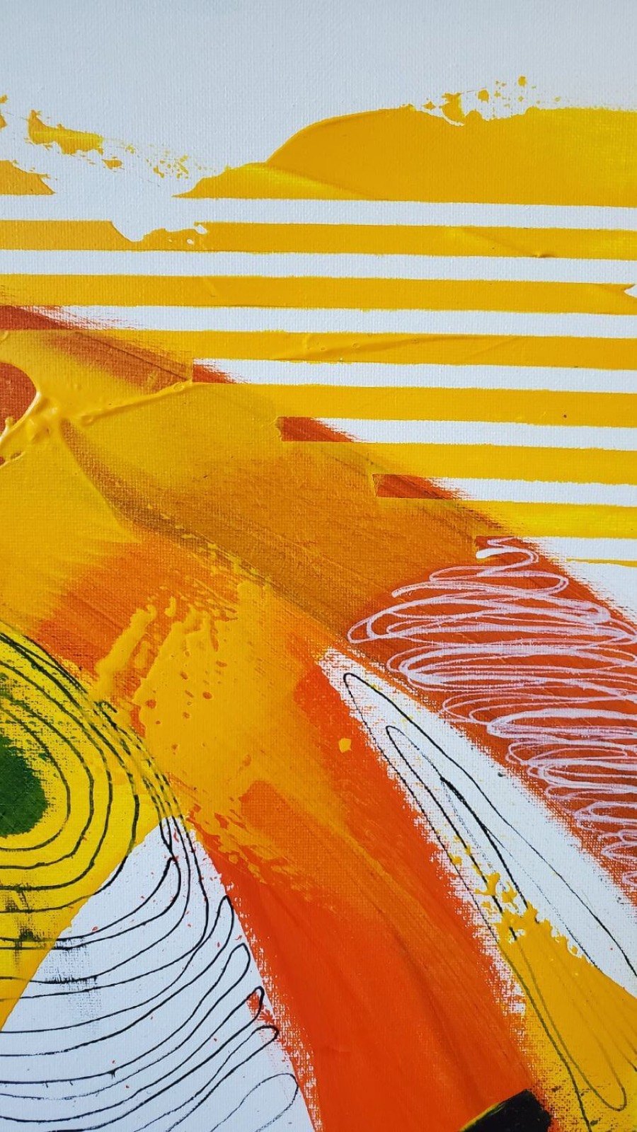 Close-up of yellow and orange brush strokes